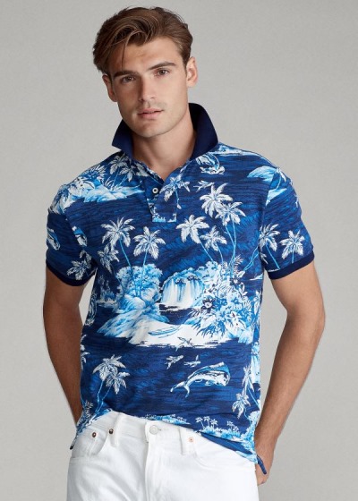 Polos Polo Ralph Lauren Hombre Azules Multicolor - Classic Fit Tropical Mesh - ZEFYG0763